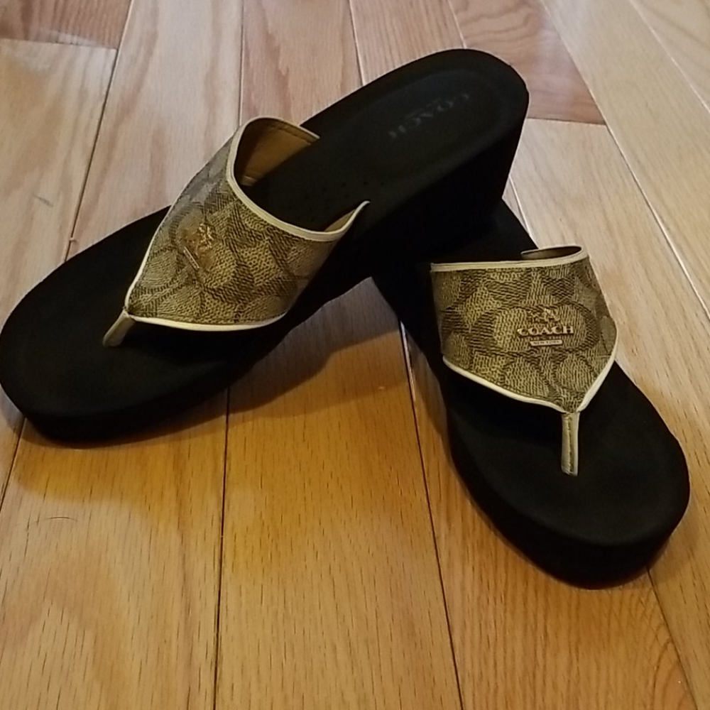 Coach wedge flip flops